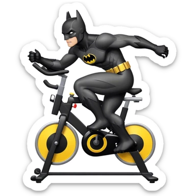 black Batman suit on a spinning bike sticker