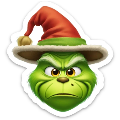 Grinch wearing a pilgrim hat sticker