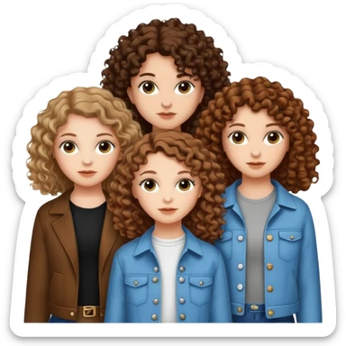 3 white girls, all of off this with brown hair but one whit straight one whit curly and one whit very curly(aesthetic)and chic clothes y2k, this girl have around 14 years sticker