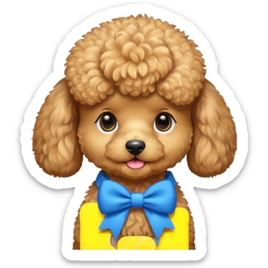 un barboncino maschio color miele piccolo con un fiocco celeste sticker