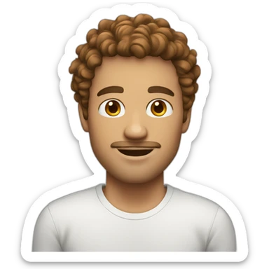 White man with short brown curly hair fade haircut sticker