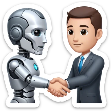 cyborg handshake with business man sticker