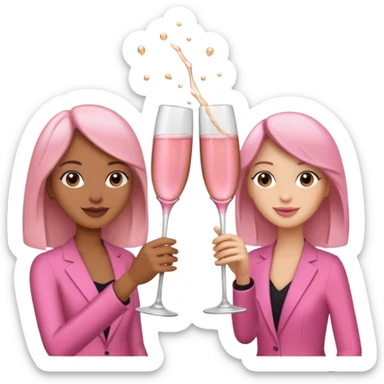 champagne glasses with pink champagne giving cheers two people sticker