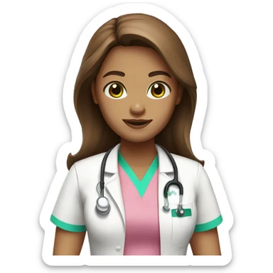 nurse with pink shirt long brown hair green eyes sticker
