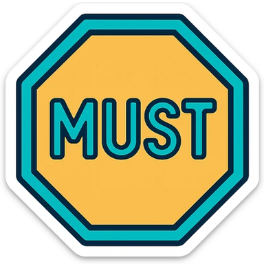 the road sign with the word must sticker