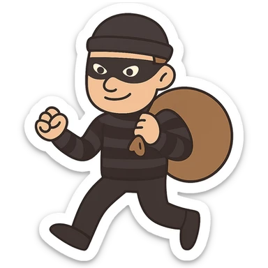flat toon style thief character sticker