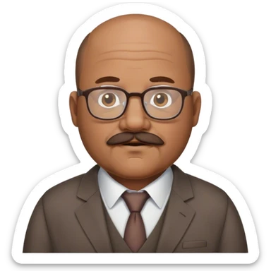 55 year old chubby brown haired balding man business casual with glasses and mustache and beard sticker