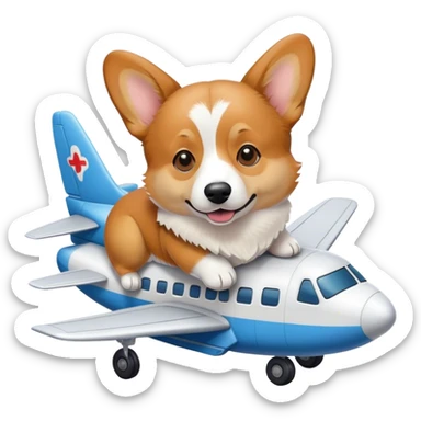 a corgi sitting on a plane sticker