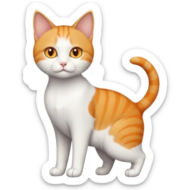 full body small short hair ginger and white cat with orange eyes  sticker