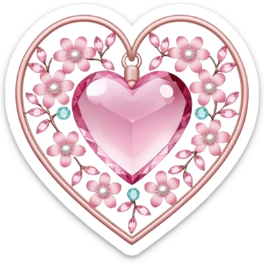 Sakura flower heart Cœur pastel suncatchers gemstones beads pearls crystals sticker