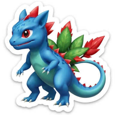 Shiny Aural Bulbasaur-Charmeleon-Inteleon-Sceptile-Greninja-Fakémon-fusion (full body) sticker