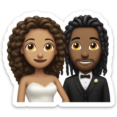 Man with dreadlock hair marrying women with black medium length hair  sticker