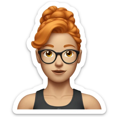 Ginger hair girl with eyeglasses and very aesthetic gym outfit lifting weights  sticker
