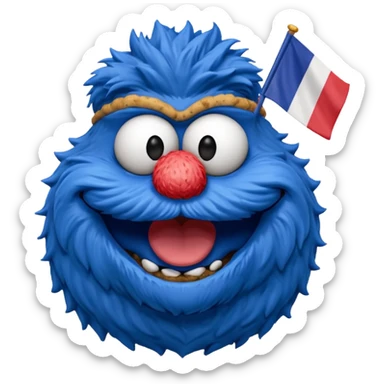cookie monster bust, with french flag, only one flag,  sticker