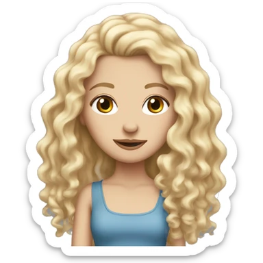 white girl with really curly very long blonde hair sticker