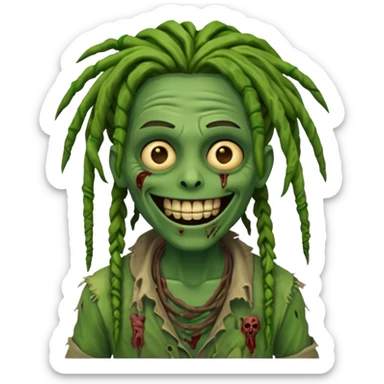 Make a image of a zombie with dreads make it like a emoticon not as sary sticker