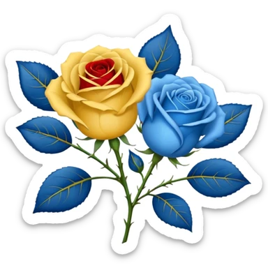 One Yellow 🌹 and one blue flower 🌹 on with red band  sticker