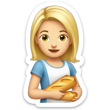 Bébé fille blonde avec baguette de pain  sticker