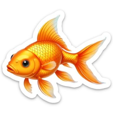 Goldfish with orange body and flowing tail sticker
