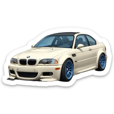 As the BMW M3 E46 drifts around a corner, a slight wisp of smoke should rise from its rear, and its wheels should appear at a certain angle to the turn. Merge the car with the road so it doesn't disappear sticker