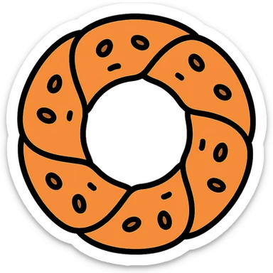 simit, Turkish sesame bread ring colored icon with sesame seeds sticker