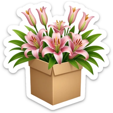 bouquet of lilies in a box sticker