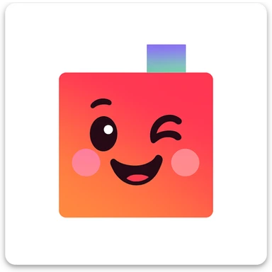 Turn the YumChat icon into a cute winking emoji character, cheeky and fun, keeping the original colors and shape, in a cute emoji style. sticker