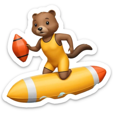 A focused beaver swimmer wearing a racing suit, diving past a floating buoy.


 sticker