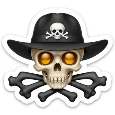 A skull and crossbones wearing a hat like vampire hunter D. sticker