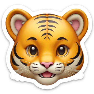 Cinematic Comical Tiger Cub Portrait Emoji, Head tilted dramatically with an exaggeratedly shocked expression, featuring a compact, endearing build with wide, comically expressive eyes full of humorous disbelief, Simplified yet hilariously expressive features, highly detailed, glowing with a slightly sassy wild glow, high shine, dramatic yet playful, stylized with an air of quirky feline attitude, soft glowing outline, capturing the essence of a meme-worthy tiger cub that looks ready to side-eye its way into viral fame! sticker