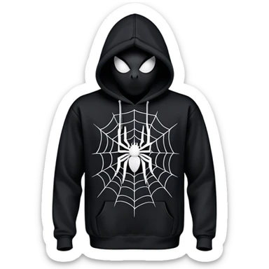 The Black Sp5der Hoodie features a black base with distinctive middle spot where there is a spider web on it sticker