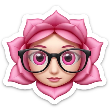 A 3D cartoon rose-pink -eye spectacle, glossy curved frame, soft reflections, isolated on plain background. only glasses. sticker