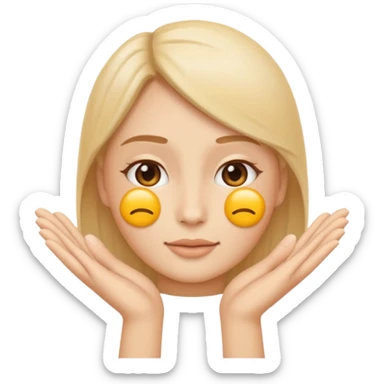 Minimal emoji representing reduced facial puffiness, soft hand gesture shaping the face contour, balanced and natural appearance, wellness-focused, simple and easy to understand
 sticker