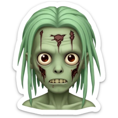 make a zombie boy emoji (headshot only) that has long black locs  and some facial scars sticker