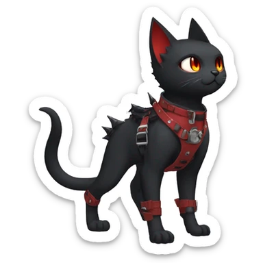 cool edgy black punk red ethereal fantasy nargacuga-bat-cat-Fakemon collar harness full body sticker