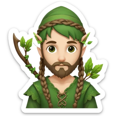 Forest elf with braided beard and bow sticker