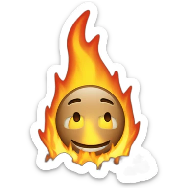 make someone smiling while he is in a big fire sticker