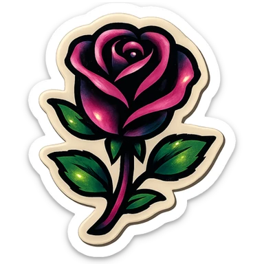 BLACKPINK-inspired retro sticker, black and pink rose, elegant and stylish, vintage sticker style sticker