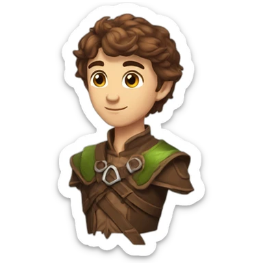 brown short hair nice elf ranger handsome sticker