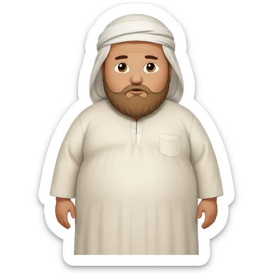 a fat muslim man sad showing belly sticker
