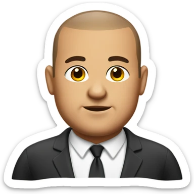 overweight italian business man, with buzz cut and no beard sticker