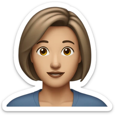 A 50-yo woman with a brownish Bob haircut with parting in the middleand blue eyes sticker