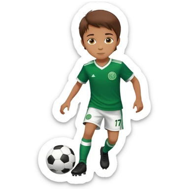 Brown hair 6 years old boy footballer running playing soccer wearing celtic uniform ( jersey) # 17 in the jersey !  sticker