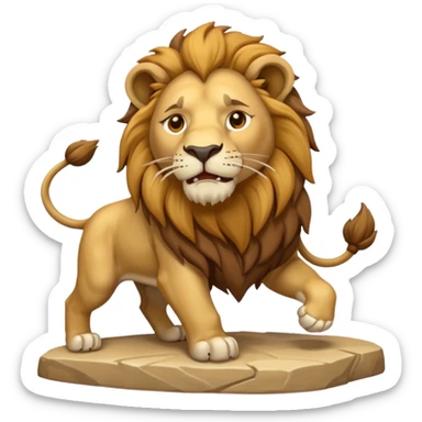 An emoji of a majestic lion from ancient Assyrian art, shown in a hunting scene. sticker