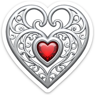 gothic heart with silver filigree and dark shading sticker