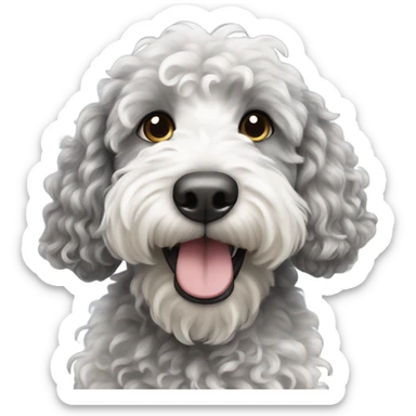 a grey and white bernadoodle sticker