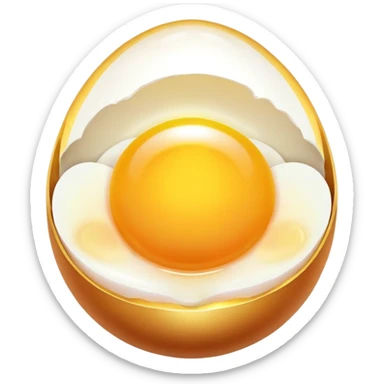 Chicken, egg yolks, and liver glowing with a gentle golden aura that represents their vitamin A content. Soft rays of light emanate from these foods, showing their nutritional benefits without any creepy elements. sticker