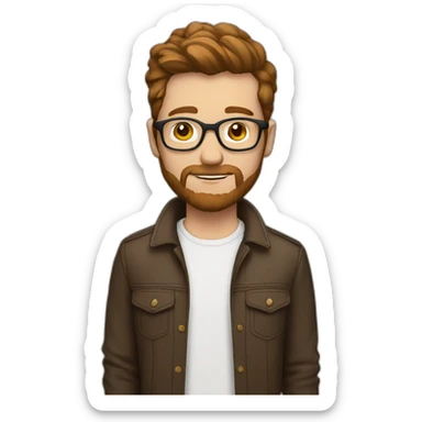 white man hipster brown hairwithout glasses sticker