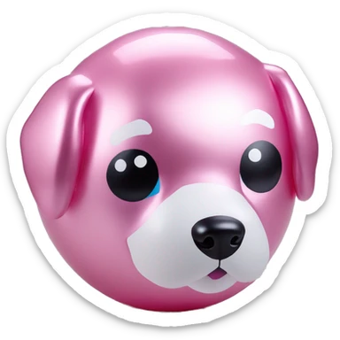 inflatable dog ball figurine in delicate pink metallic color sticker