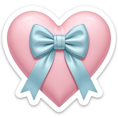 Pastel pink heart with white bow sticker